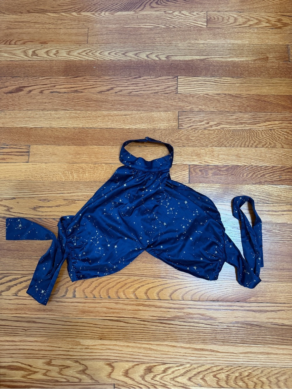 Cider Navy Star-Print Halter Crop Top